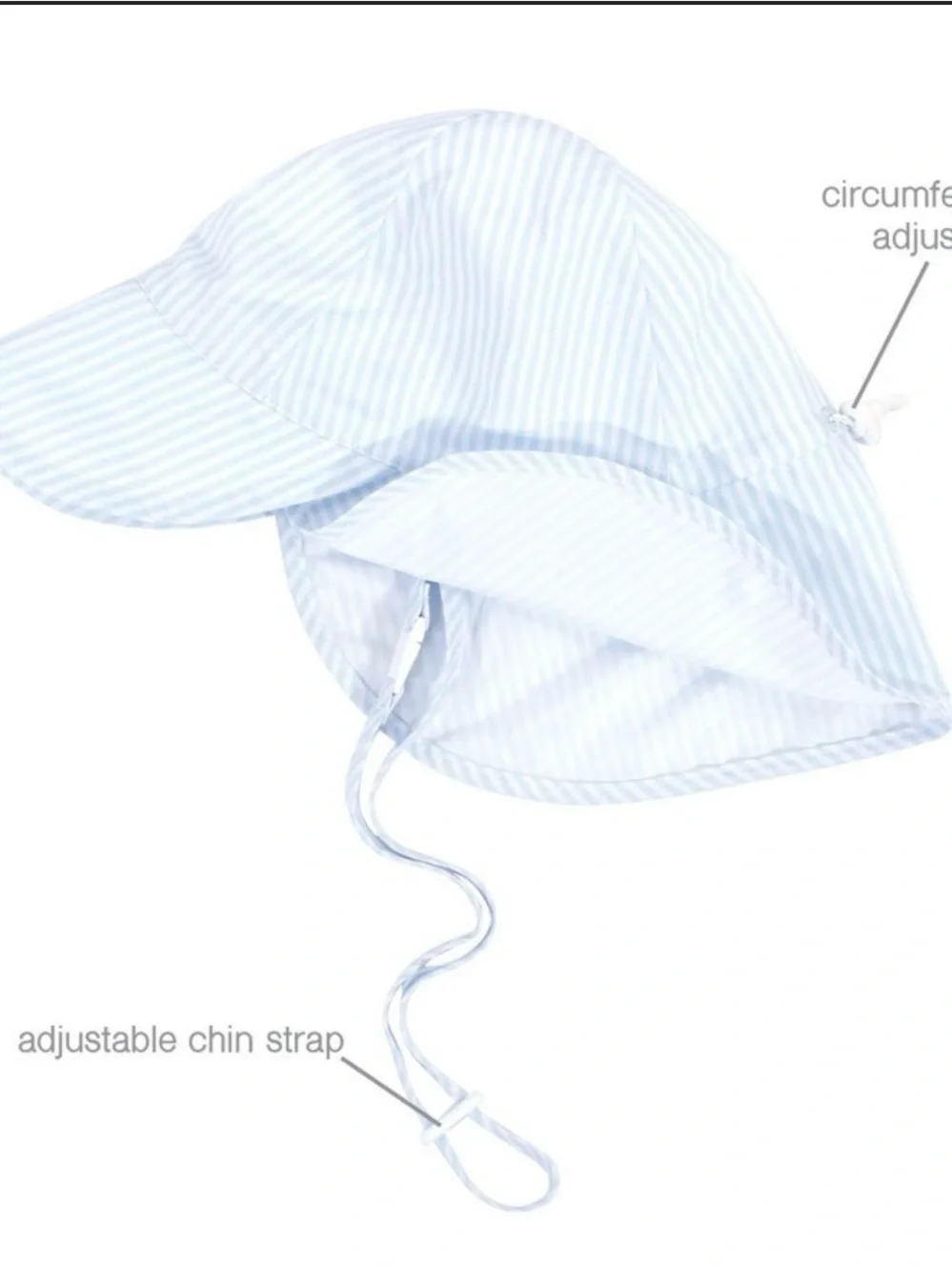 Hudson Baby Light Blue and White Striped Sun Hat with Neck Flap